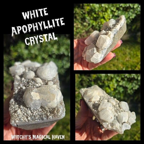 White Apophyllite Raw Crystal Cluster - Picture 1 of 8